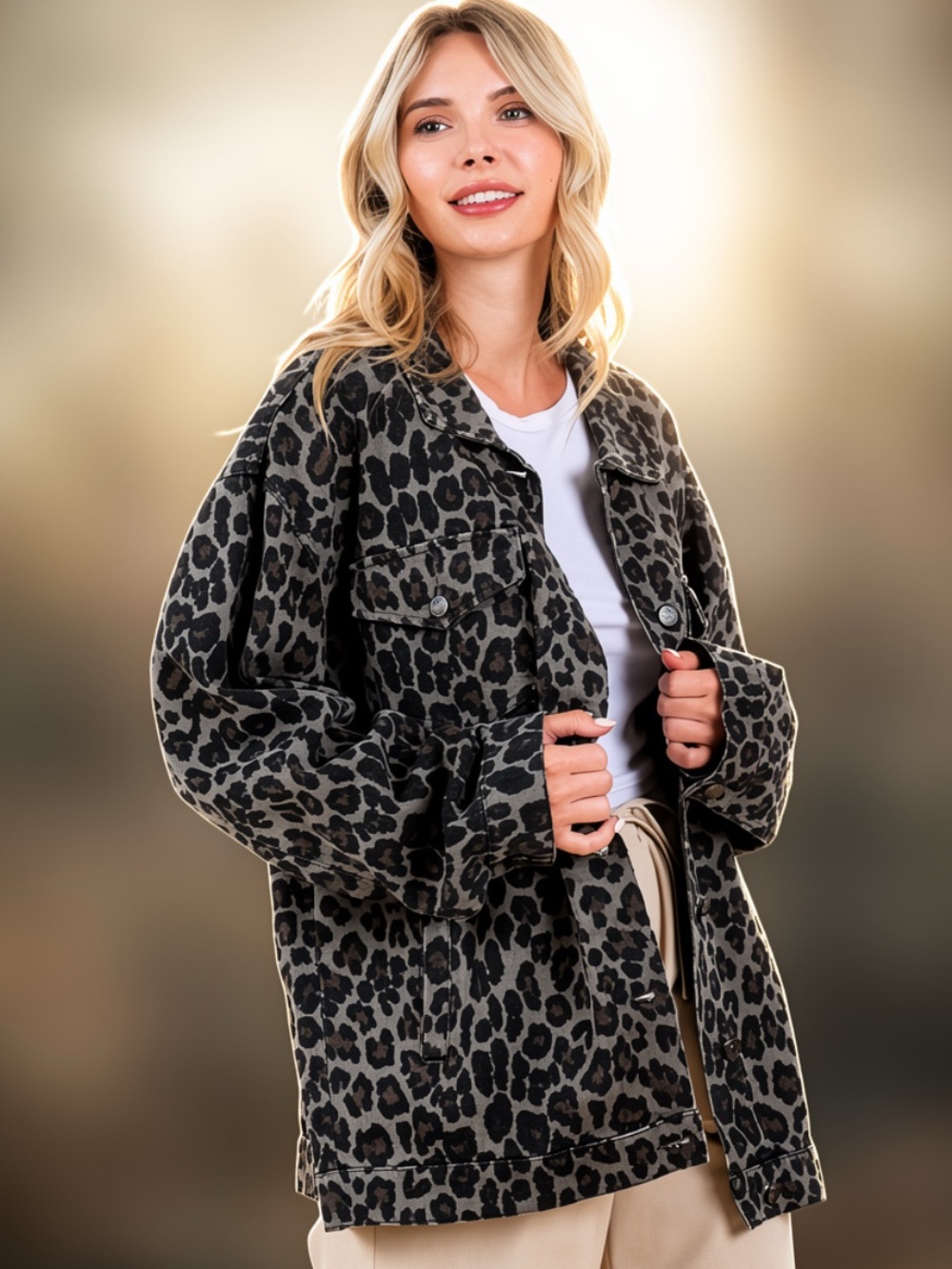 NWT Mittoshop Leopard Print Oversized Jacket
